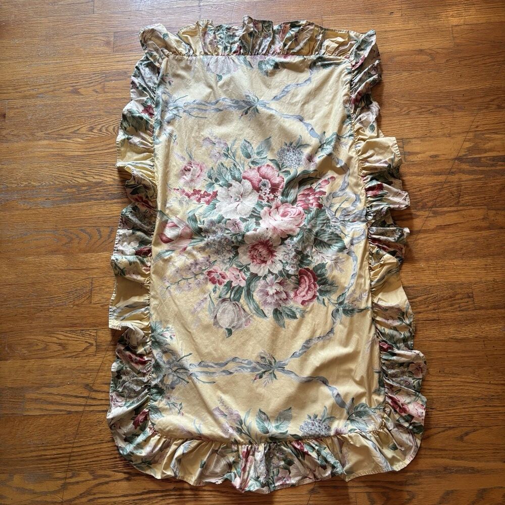 RARE- VINTAGE Ralph Lauren Evelyn Yellow Floral Chintz Standard Ruffled Sham